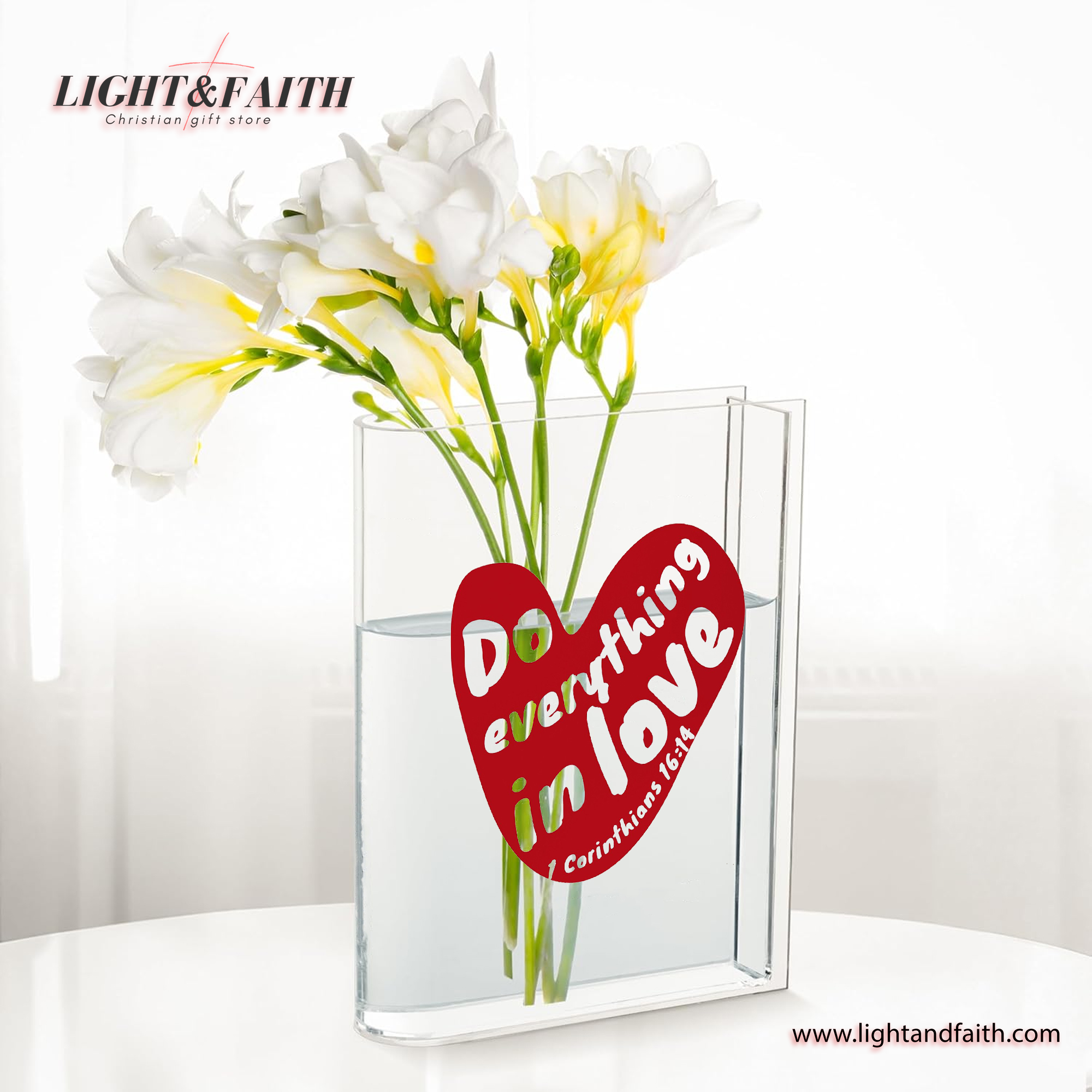 Do Everything In Love Book Vase, 1 Corinthians 16:14, Trendy Christian Book Vase, Christian Book Vase, Faith Book Vase, Bible Verse Book Shaped Flower Vase